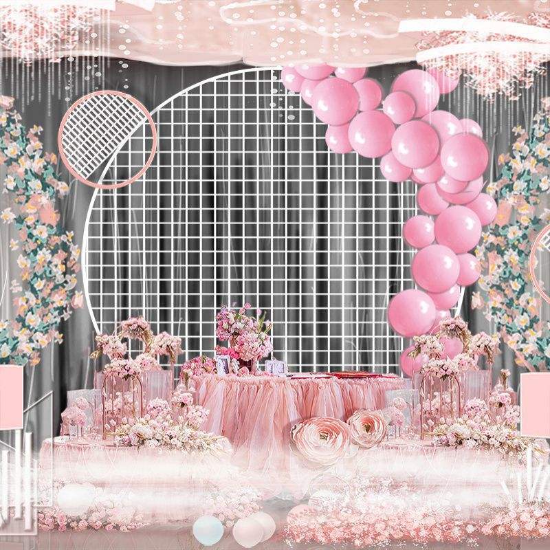 Wrought Iron Grid Ring Wedding Site Layout Arch Stage Background Decoration Circle Backdrop Party