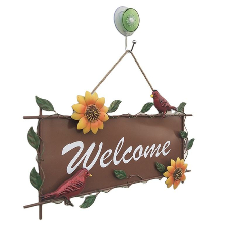 Sunflower Welcome Sign Decoration Vintage Metal Wall Hanging Home Garden Decor Room Farm Wall Front Door Porch