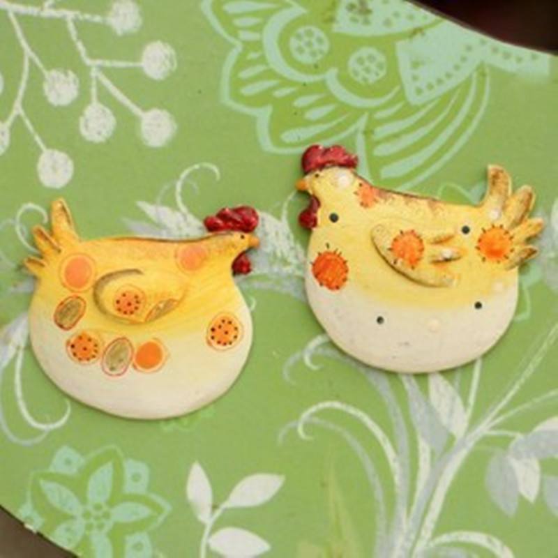 Resin Retro Lovely Couple Rooster Fridge Magnet For Easter Decoration