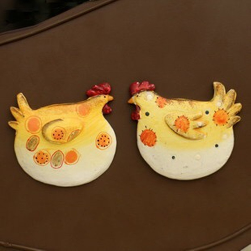 Resin Retro Lovely Couple Rooster Fridge Magnet For Easter Decoration