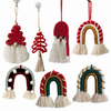 Woven Macrame Tassel Wall Hanging Ornaments Rainbow Christmas Tree Pendant