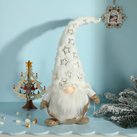 Wholesale White Fabric Plush Gnomes with Star Hat And Long Legs for Home Decor