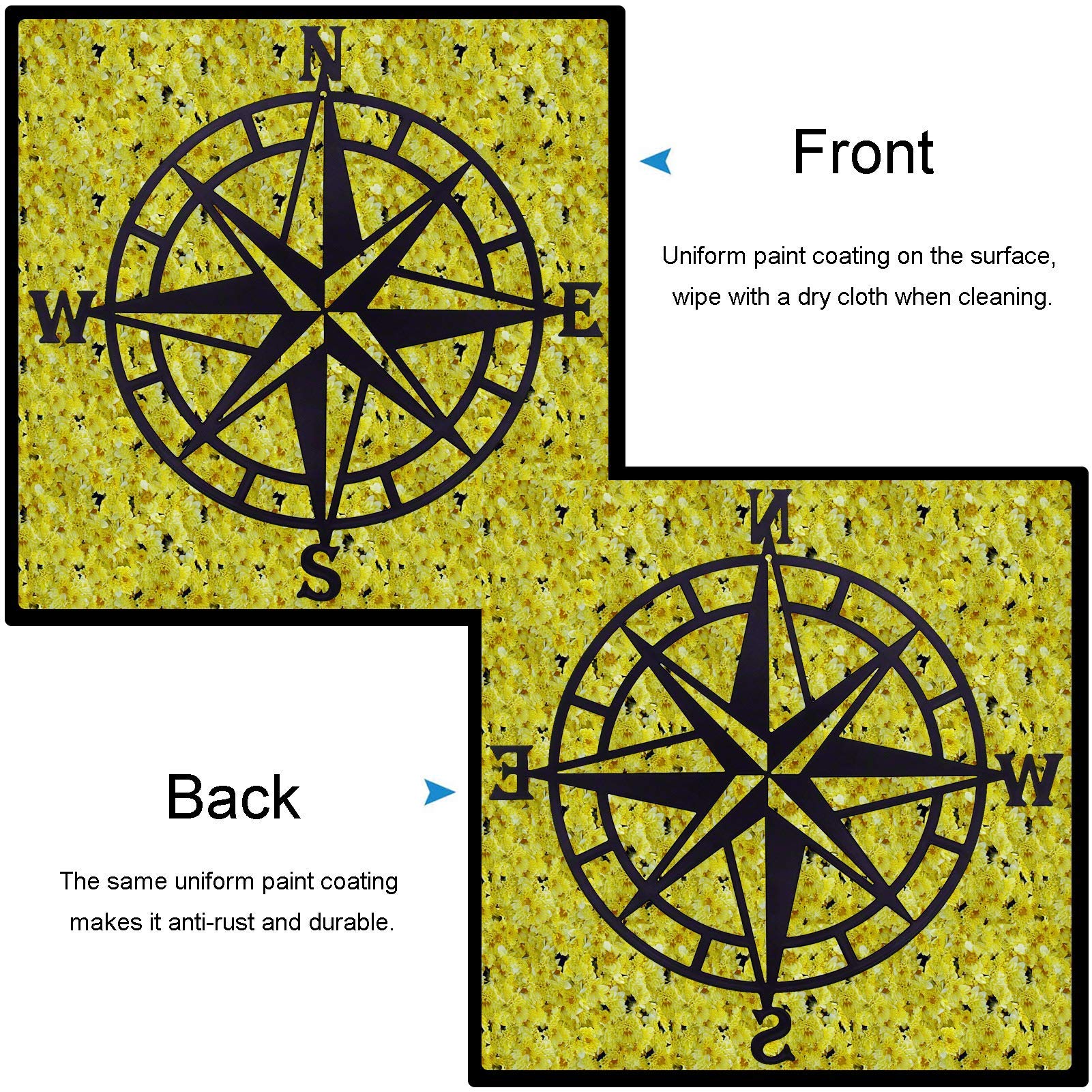 Laser Engraved Metal Wall Art Compass Indoor & Outdoor Crafts High Quality Wall Art