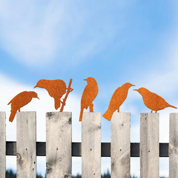 Rusty Metal Birds Garden Art Raven Bird Yard Art