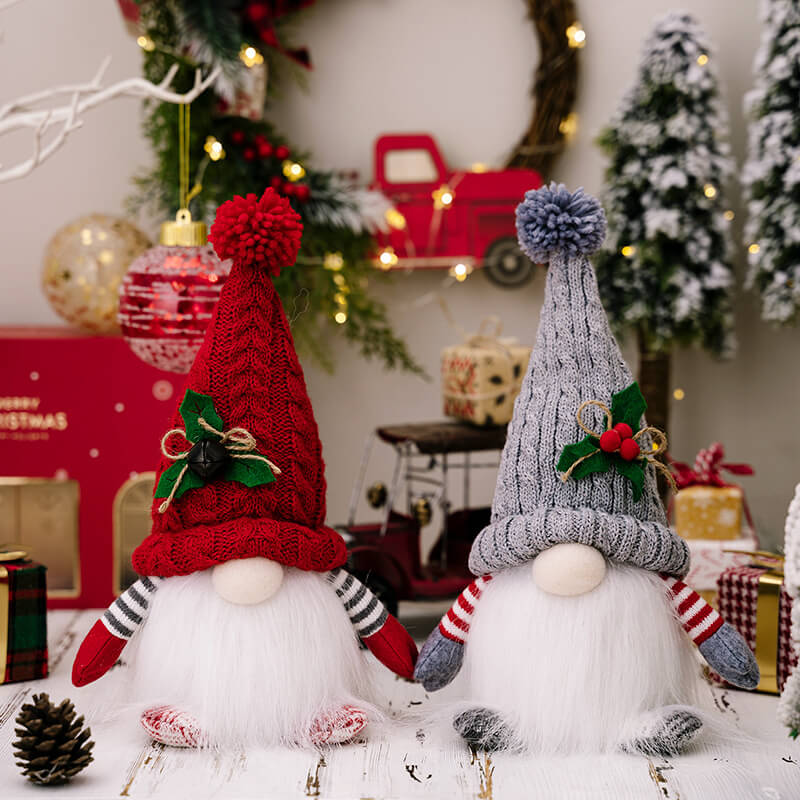 Handmade Festive Christmas Glowing Gnome with Knitted Hat As A Mood Maker