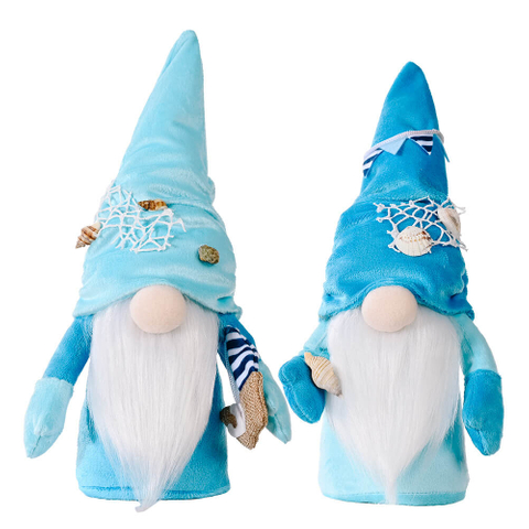 Wholesale Ocean Rudolf Charming Maritime Dolls Plush Gnomes Adorned with Shells Pearls Fishing Nets And Colorful Flags