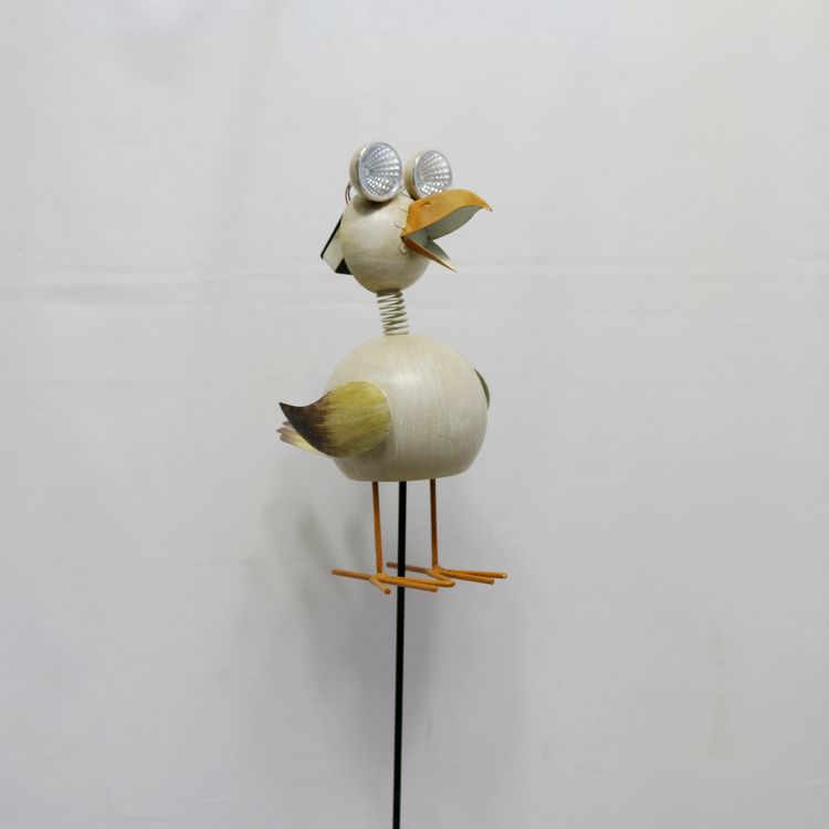 Factory Direct Sale Animal Crafts Decor Metal Duck Garden Stake Solar Light