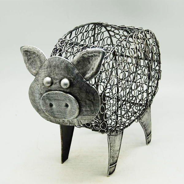 Promotional High Quality Cute Animal Shape Craft Metal Wire Cow Indoor Flower Pot Stand