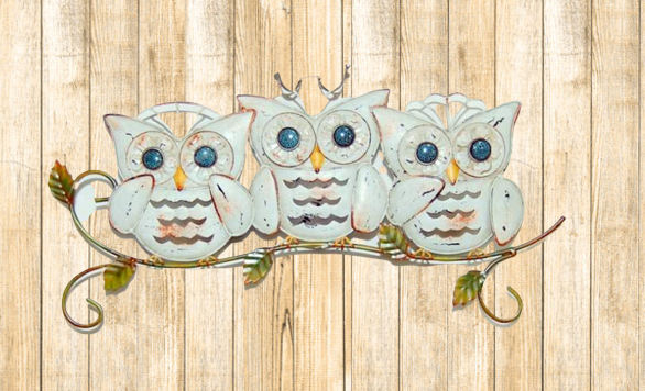 Free Sample Handmade Metal Craft Animal Owl Wall Art Decor for Home And Garden