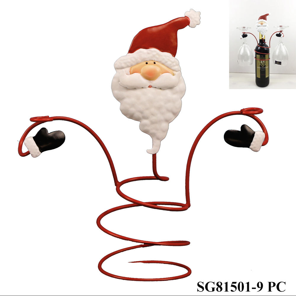 Santa Claus Wine Bottle And Glass Holder Stand