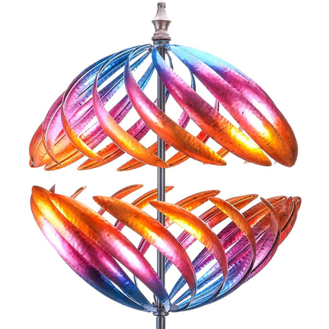 Unique Magical Outdoor Metal 360 Degrees Art Wind Spinner Stake For Courtyard Lawn Garden Christmas Decoration