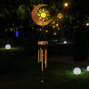 Solar Outdoor Hanging Metal Moon Sun Waterproof Crackle Glass Ball Warm Led Lights Wind Chimes Metal