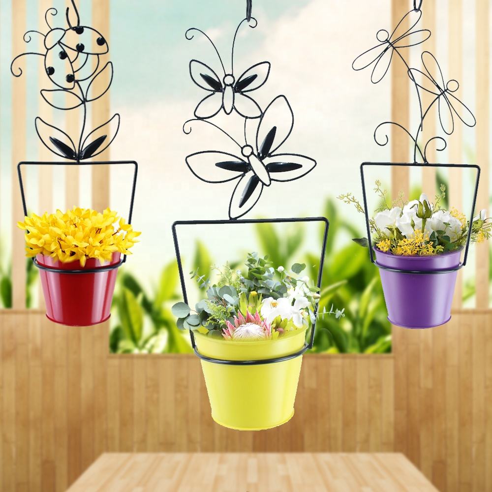 2022 New Modern Hanging Planter Plant Hanger With Metal Pot For Indoor Outdoor Home Decor