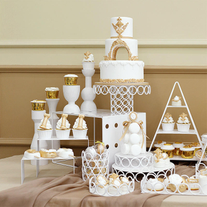 Dessert Stand Combination Wedding Table Props White Iron Decoration Set Cake Gold Stand