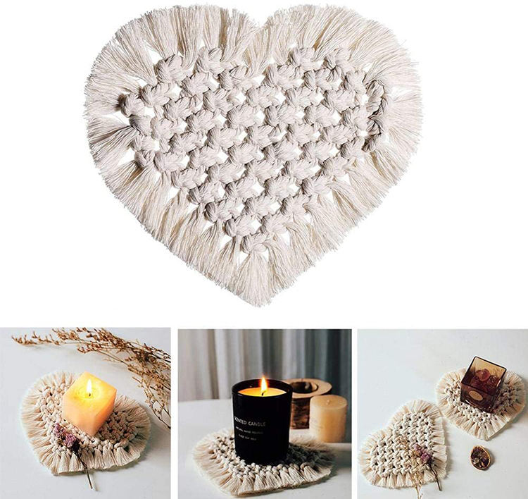 Hand Woven Coaster Round Tassel Coaster Western Placemat Insulation Pad Creative Placemat Cotton Rope Placemat Coasters Custom