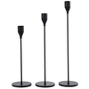 Matte Black Set Of 3 Metal Taper Candle Holders For Wedding Dinning Party Interior Decorating