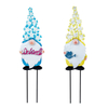 Waterproof Solar Easter Spring Gnomes Lighted Flower Hat Metal Yard Sign Art Garden Stakes Outdoor Decor