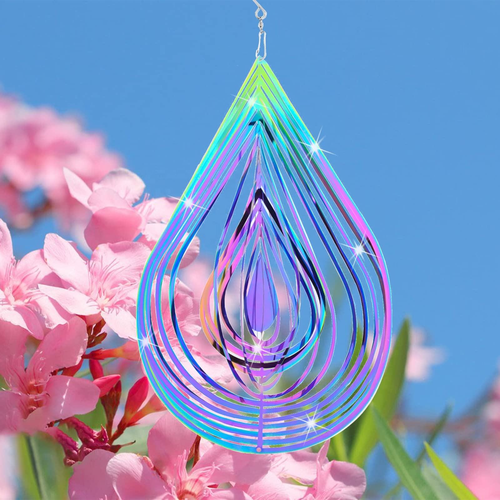 Outdoor Garden Magical Kinetic Metal Water Droplets Stainless Steel 3D Wind Spinners For Indoor Christmas Gifts Decor