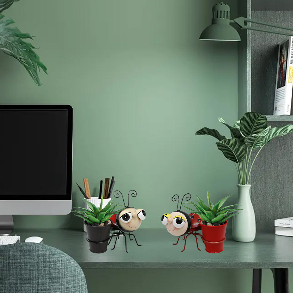 2022 New Design 3 Models Cute Home Decor Metal Beetle Flower Pot For Artificial Flower Succulents Decoration