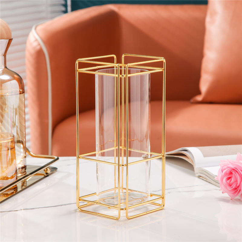 2022 New Ins Wind Square Iron Art Vases For Flowers Home Decor Living Room Dining Table Ornament