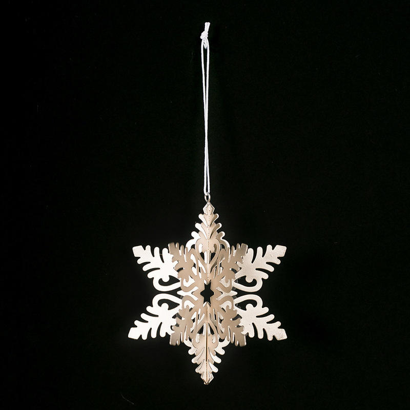 2022 Explosive Models Golden Metal Christmas Ornaments Creative Stereo Openwork Snowflake For Xmas Tree Small Pendant
