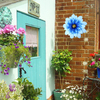 Autumn Outdoor Blue Metal 3D Flowers Wall Art Decoration For Bedroom Living Room Bathroom Kitchen Garden Patio Porch