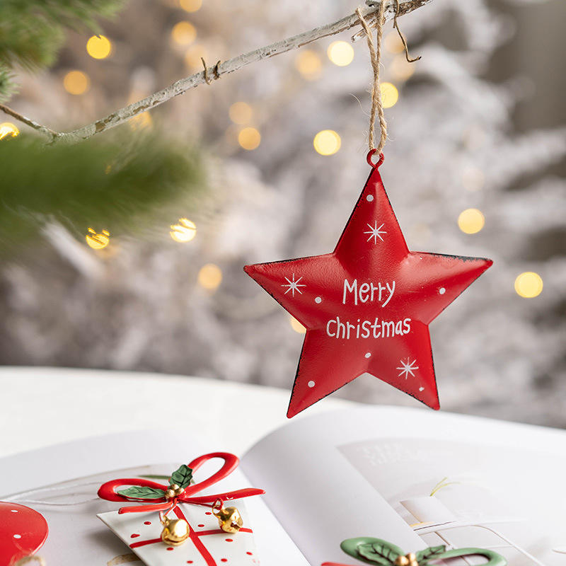 2022 Handmade Pentagram Metal Christmas Tree Ornaments Christmas Decoration Mini Pendants