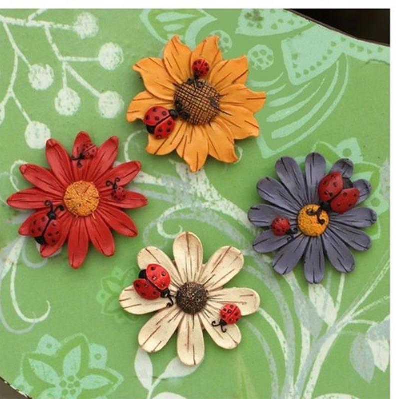 Resin Flowers Finishing Refrigerator Stickers Decoration Pastoral Daisy Fridge Magnets