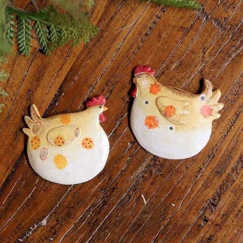 Resin Retro Lovely Couple Rooster Fridge Magnet For Easter Decoration