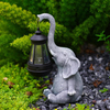 Resin Animal Sculpture Light Elephant Solar Lamp for Outside Yard Garden