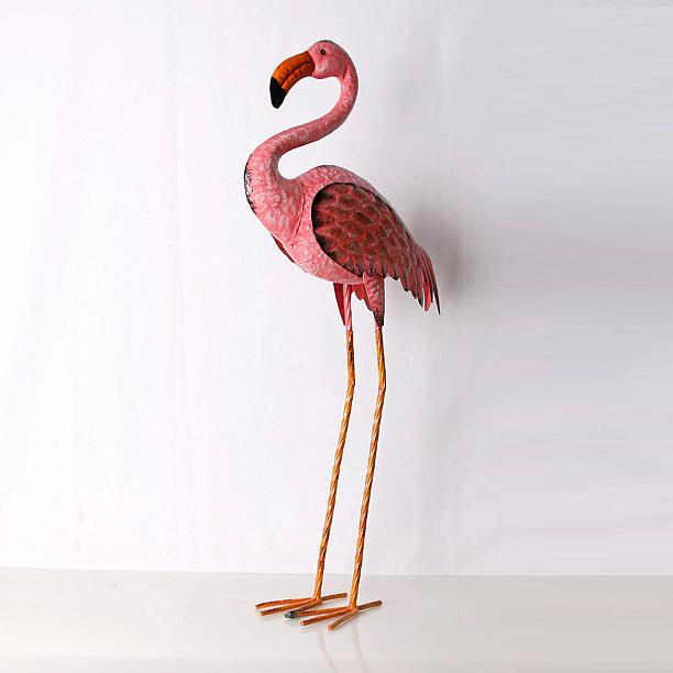 Durable Outdoor Sculptures Home Decor Tall Metal Pink Flamingos Decoration Garden Statues