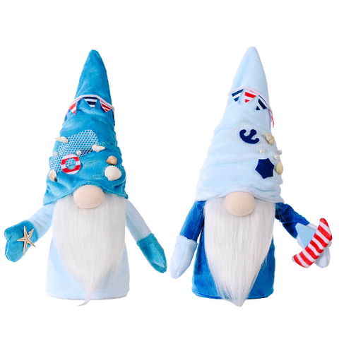 Wholesale Ocean Rudolf Charming Maritime Dolls Plush Gnomes Adorned with Shells Pearls Fishing Nets And Colorful Flags
