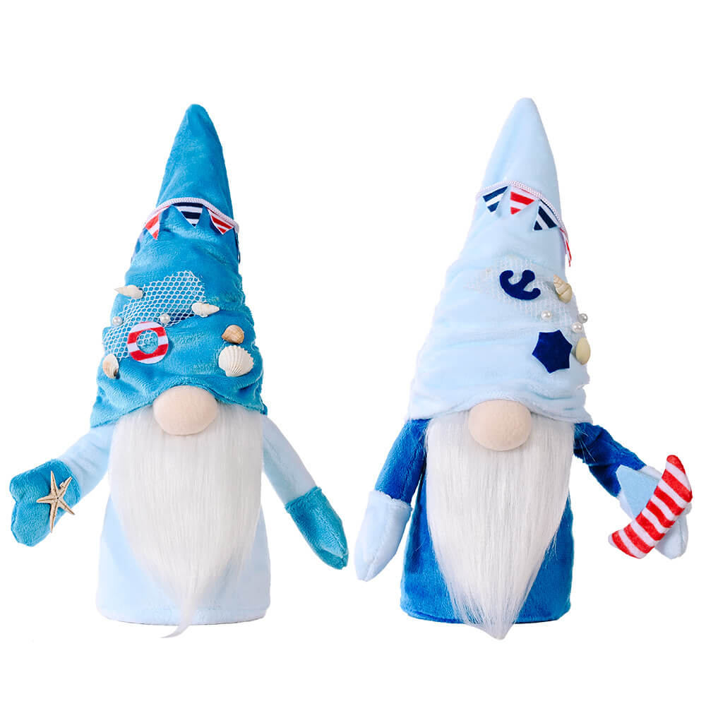 Wholesale Ocean Rudolf Charming Maritime Dolls Plush Gnomes Adorned with Shells Pearls Fishing Nets And Colorful Flags