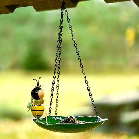 Ornamental Hanging Bird Feeder Bird Bath with Cute Bee Design