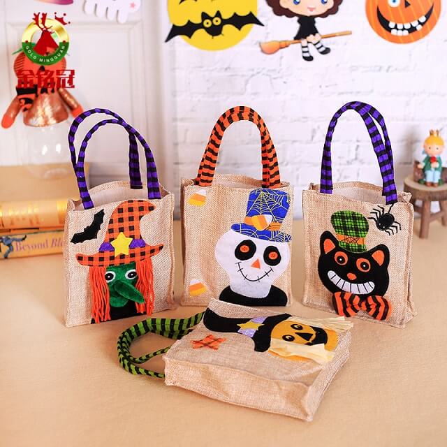 Handmade Halloween Gift Packaging Bag Linen Material Tote Bag