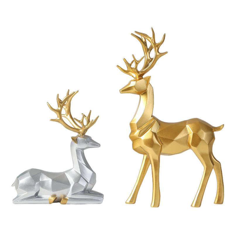 Nordic Style Origami Elk Creative Craft Reindeer Resin Figurines Living Room TV Cabinet Wine Cabinet Gifts for Home Decoration