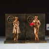 Resin Couple Figurine Art Display Bookends Decoration Bookshelf 