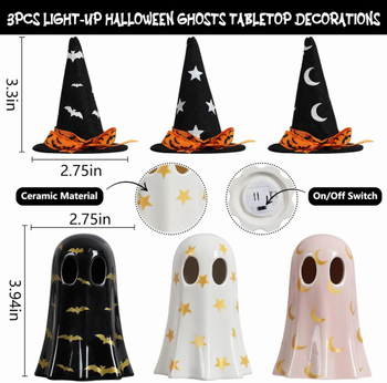 Halloween Arts And Crafts Ceramic Light Up Halloween Ghost Decorations