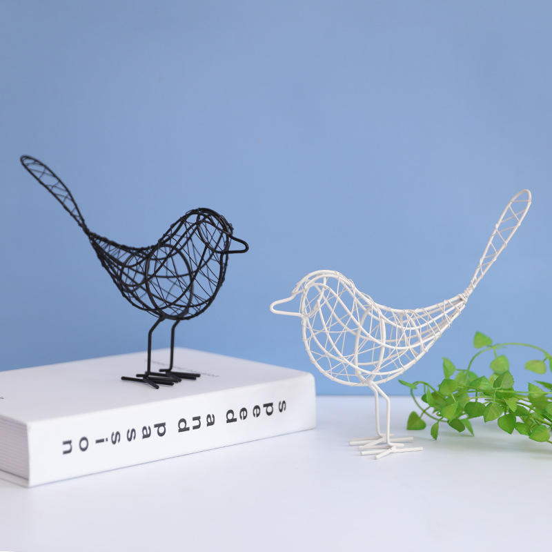 Indoor Cute Home Decor Small Animal Statues Handicraft Metal Bird Decorative For Living Room Bedroom Garden