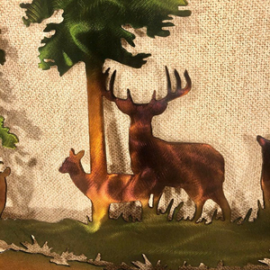 Metal Laser Engraving Indoor Forest Deer Christmas Gift Craft Large Modern Wall Art