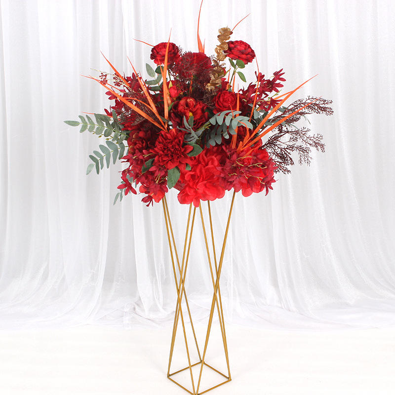 Wrought Iron Flower Wedding Hall Potted Tall Gold Vases For Wedding Centerpieces