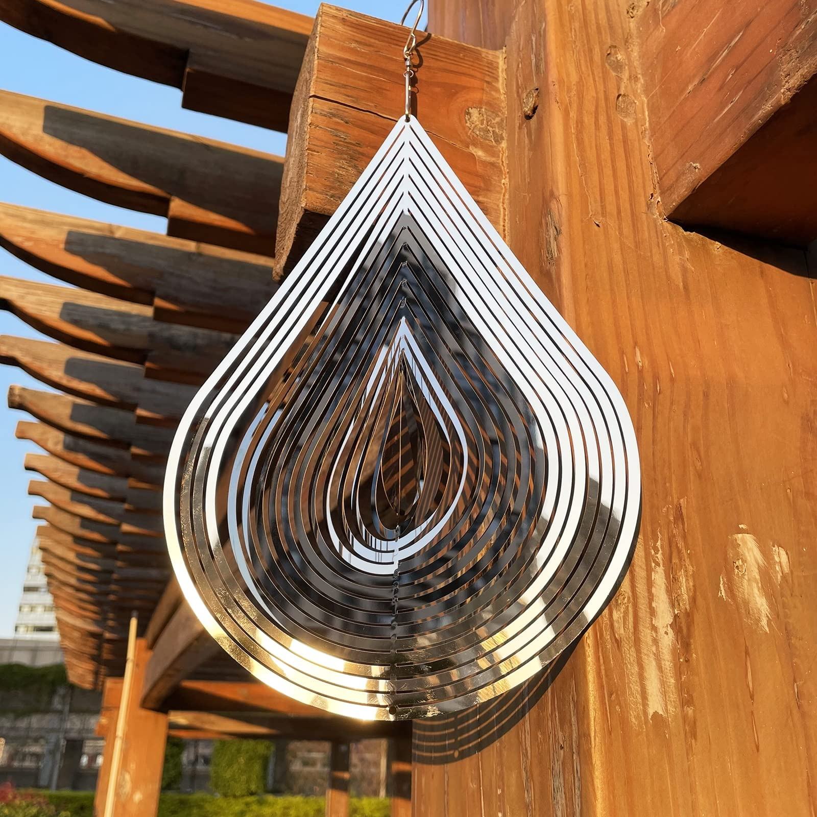 Outdoor Garden Magical Kinetic Metal Water Droplets Stainless Steel 3D Wind Spinners For Indoor Christmas Gifts Decor