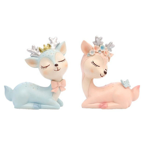 Minimalist Creative Resin Craft Couple Sika Deer Home Decor For Living Room Office Tabletop Ornaments