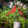 Wholesale Rusty Birds Upright Warbler With Flower Plant Metal Garden Stake Decor Outdoor Backyard