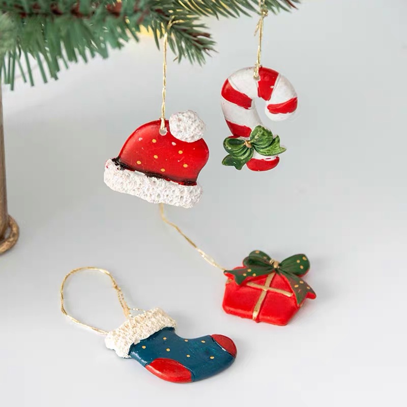 Resin Socks Girts Christmas Tree Pendant Family Gathering Hanging Decorations