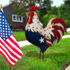 Metal Patriotic Rooster Statue for Independence Day Rustic Yard Signs Decor