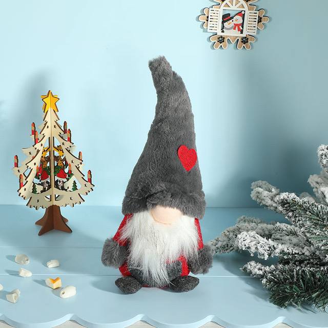 Custom Stuffed Gnomes Set Wearing A Plush Hat with A Heart Pattern As Gifts