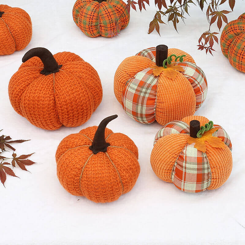 Soft Knitted Pumpkins for Fall Holiday Festive Handmade Crafts Autumn Decoration