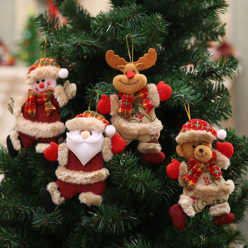 Wholesale Handmade Santa Claus Plush Doll Pendant for Christmas Tree