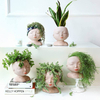 Succulent Planter Girls Face Head Resin Flower Pot with Drain Suitable for Indoor and Outdoor Decor